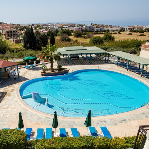 Head down to the communal pool for a refreshing swim