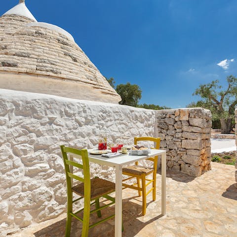 Sip your morning coffee under the hot Puglian sun