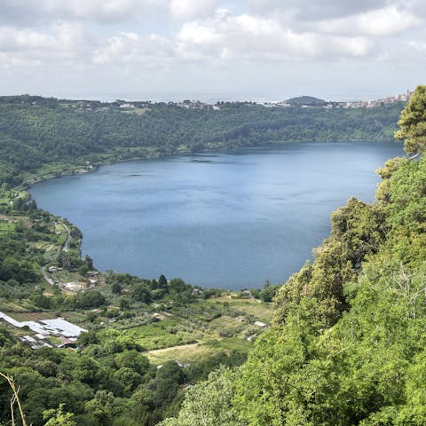Stroll around Lake Nemi, a fifteen-minute car ride away