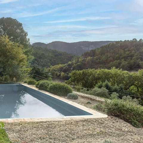 Admire views over the valley from the garden