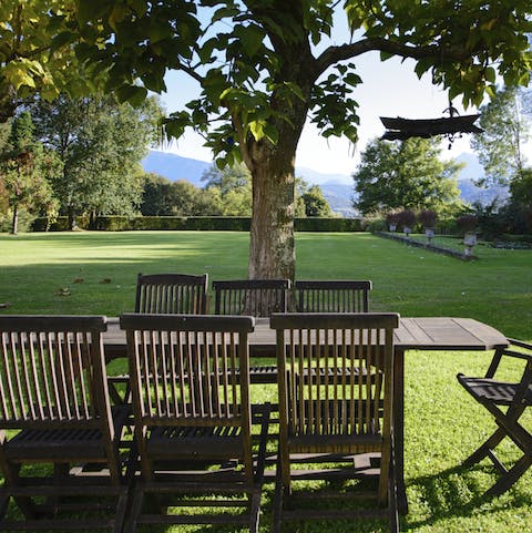 Dine with a view of the Pyrenees