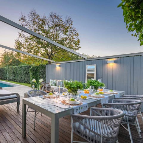Savour magical evening drinks and alfresco dining on the terrace