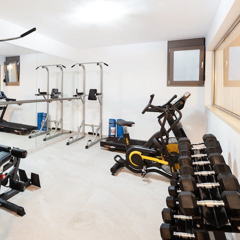 Keep up your fitness regime in the private gym