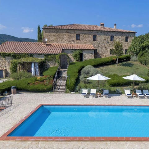 Take a refreshing dip in the shared swimming pool