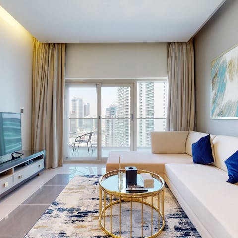 Make yourself comfortable in the bright living space