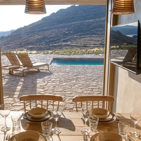 Enjoy a Greek salad overlooking your expansive surroundings