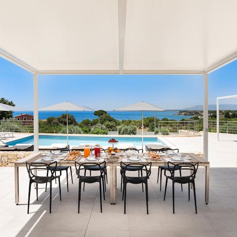 Savour a lavish breakfast at the alfresco dining space