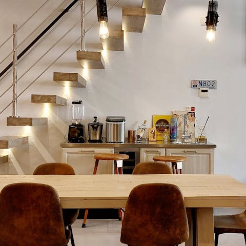 Mix up a cocktail or two at the small bar