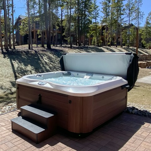 End the day with a soak in the hot tub under the stars