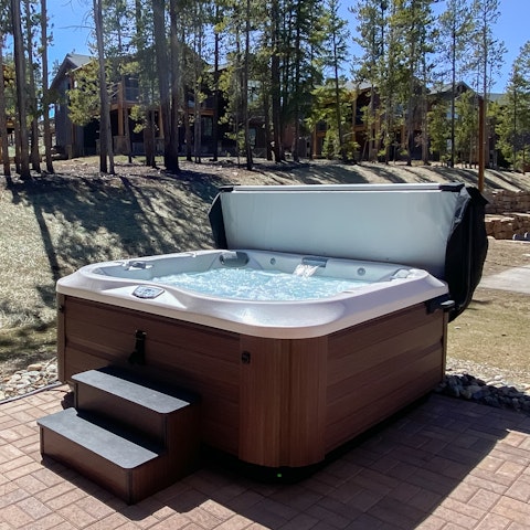 End the day with a soak in the hot tub under the stars