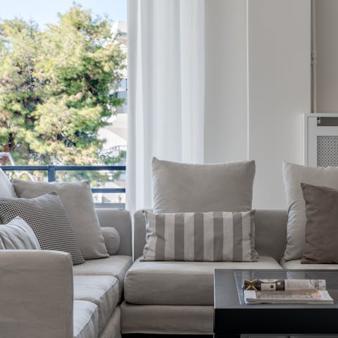 Kick back and enjoy cosy evenings on the plush sofa