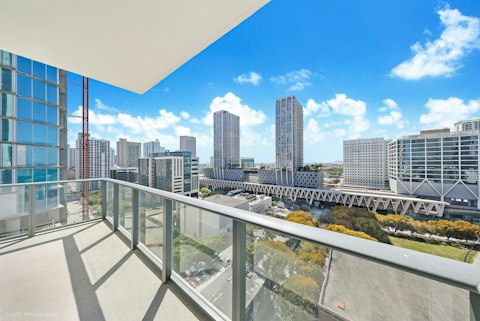 Step onto the private balcony and take in the Miami skyline