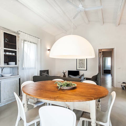 Gather at the round table to share your favourite pasta dishes