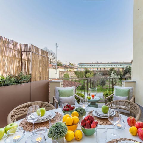Enjoy the fresh, Tuscan air on the private balcony