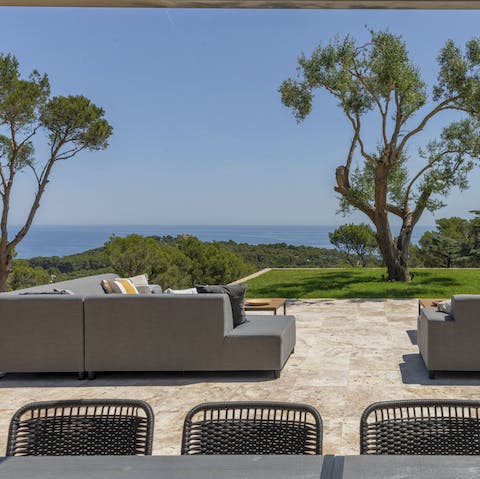 Admire the views from the comfortable patio furniture