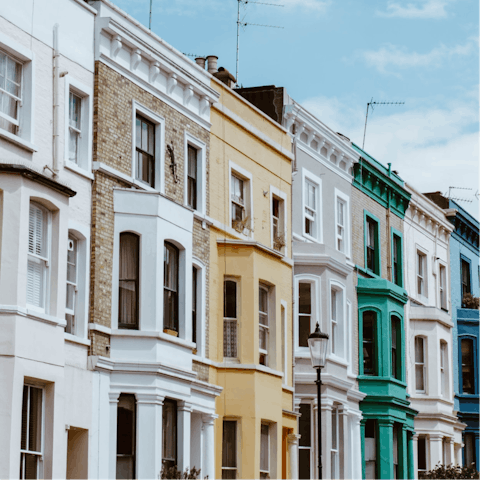 Browse Notting Hill's Portobello Road Market, around a fifteen-minute walk away