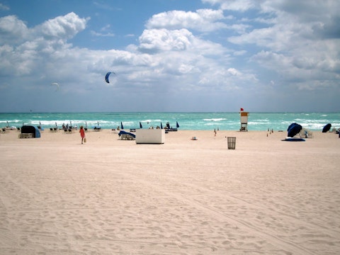 Enjoy Lummus Park Beach's volleyball courts and soft sands, a ten-minute walk away
