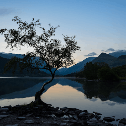 Hop in the car and head into Snowdonia National Park – the glacial lake Llyn Padarn is just over an hour away