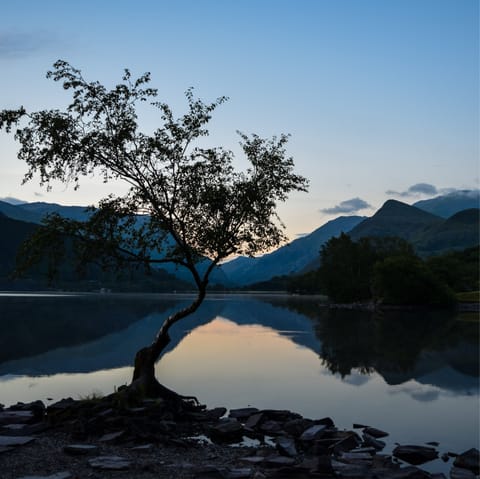 Hop in the car and head into Snowdonia National Park – the glacial lake Llyn Padarn is just over an hour away