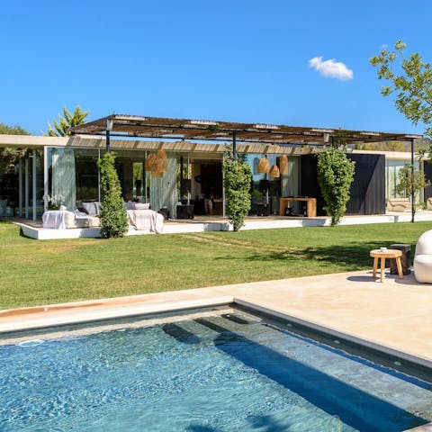 Step into the large private pool to cool down
