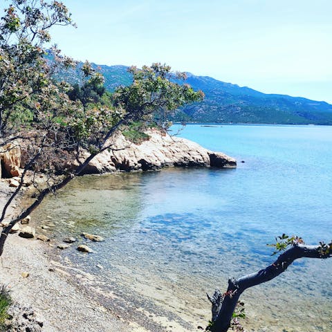 Explore the rocky coves of Punta beach, ten-minute walk away