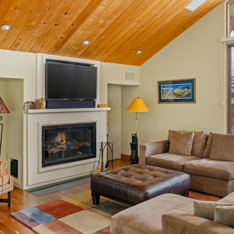 Curl up around the fireplace with a hot cup of cocoa