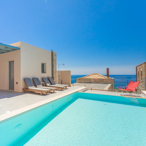 Dive into the private pool to beat the heat