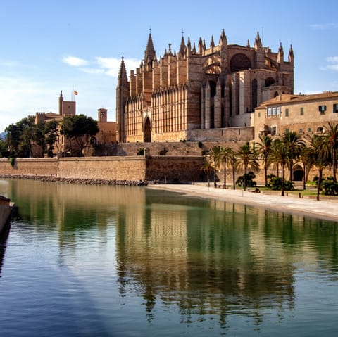 Admire the Cathedral of Santa Maria of Palma, a six-minute stroll away