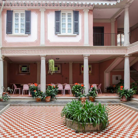 Pour a glass of local wine and enjoy magical evenings dining in the inner patio