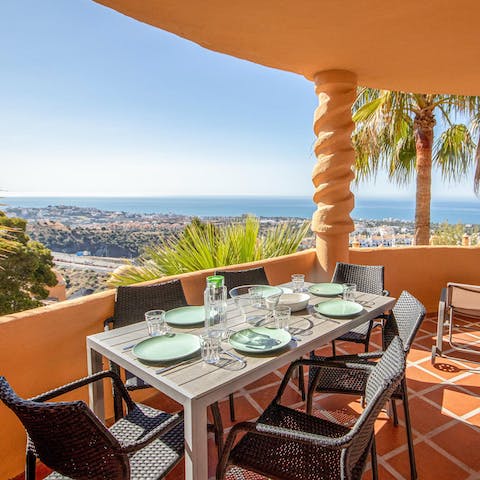 Fire up the barbecue and lay the table for an evening meal with a view