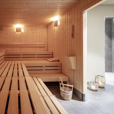 Enjoy a moment of pure peace in the resort’s shared sauna