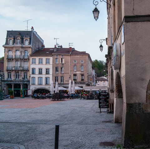 Explore the old town centre of Épinal – just a short drive away