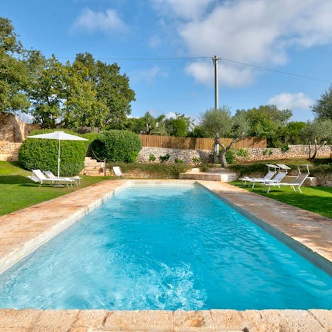 Swim in the private pool as the sun warms your skin