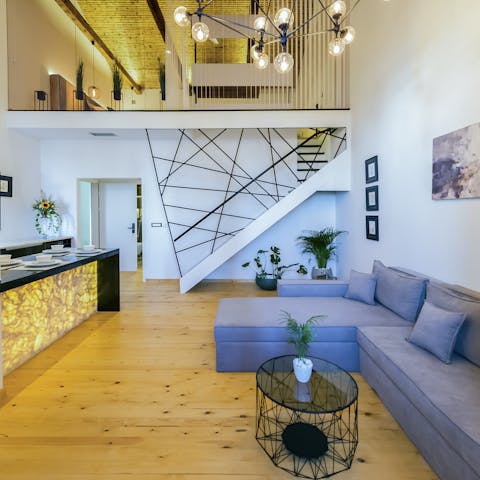 Relax in the stylish living area after a busy day of sightseeing