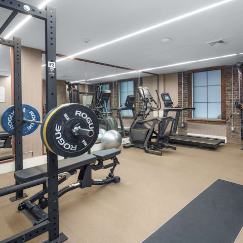 Work out in the apartment's well-equipped gym