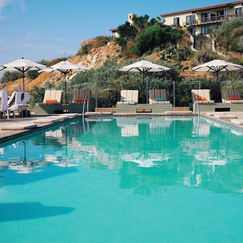 Lounge in the Californian sun by one of the shared pools