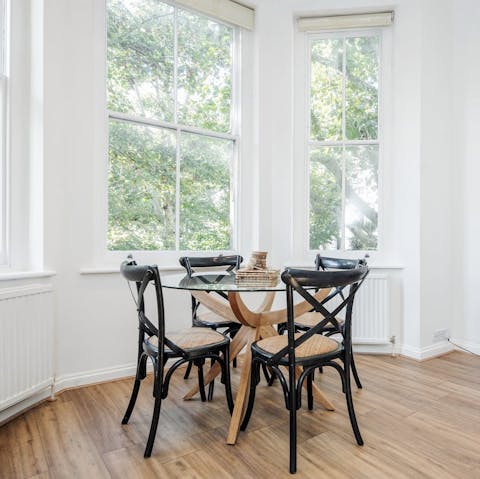 Do some remote working or share a bottle of wine at the table in the window