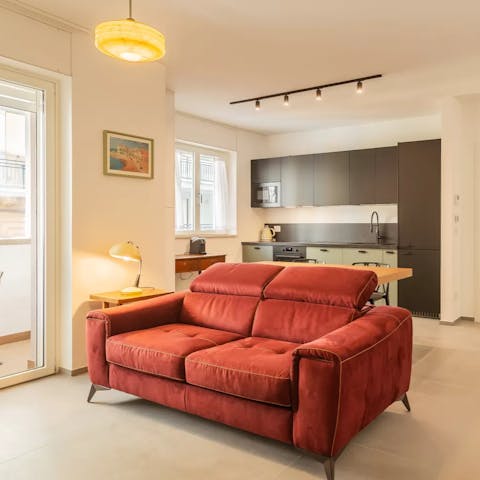 Relax in the open-plan lounge after a busy day