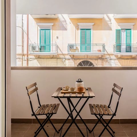 Pad out to the balcony for an alfresco breakfast