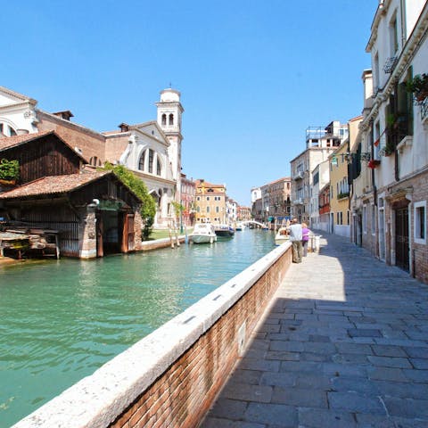 Step outside and stroll along the canal