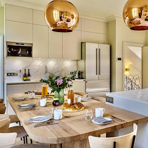 Look forward to home-cooked meals in the elegant kitchen