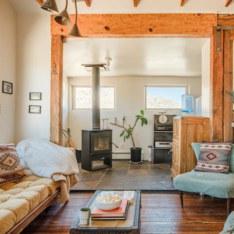 Cosy up around the stove on cold desert nights