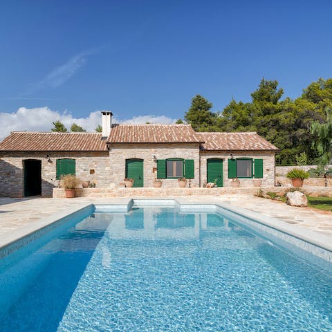 Make a splash in the glittering swimming pool on hot days