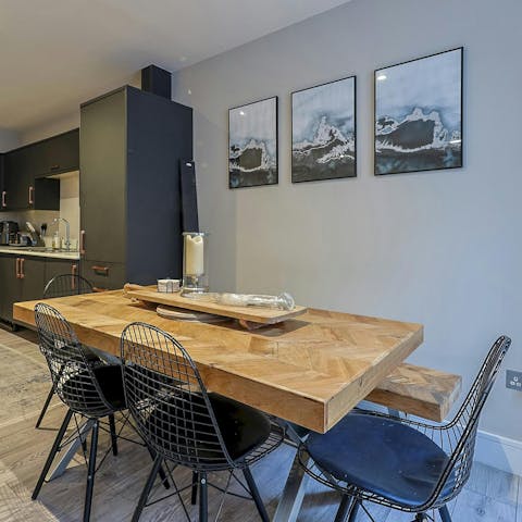 Enjoy a leisurely meal at the dining table