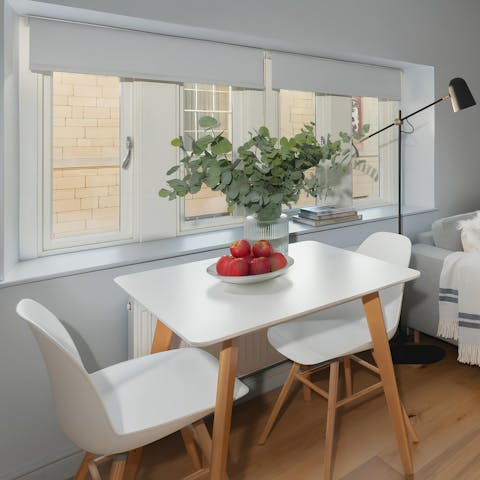 Enjoy a home-cooked meal at the dining table