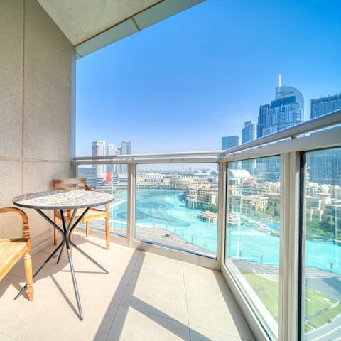 Drink in the views over morning coffee on the private balcony