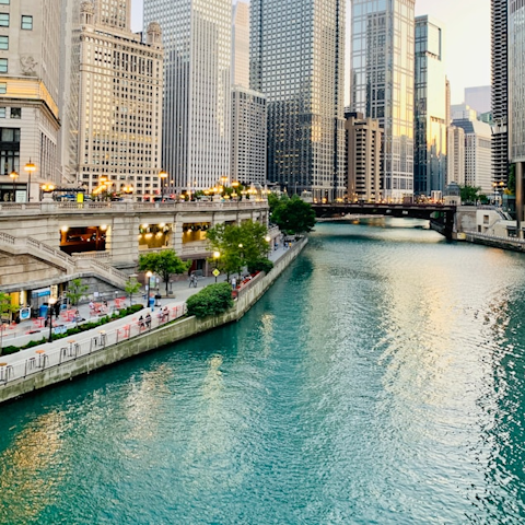 Book a table for dinner at nearby Riverwalk