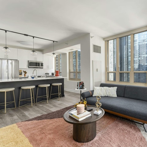Rustle up nibbles and drinks in the sociable living area