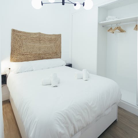 Look forward to getting a great night's sleep in the comfortable, pared-back bedrooms