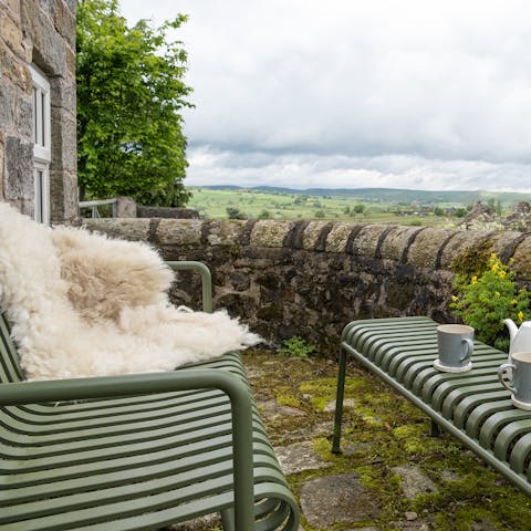 Kick off the day with a cup of tea and countryside views from the terrace